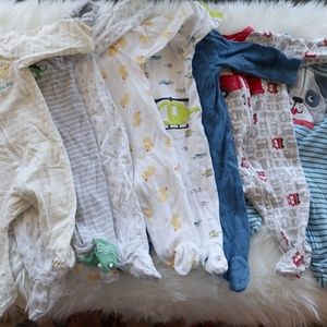 Baby Boy 0-3 Month Zip Sleepers Bundle